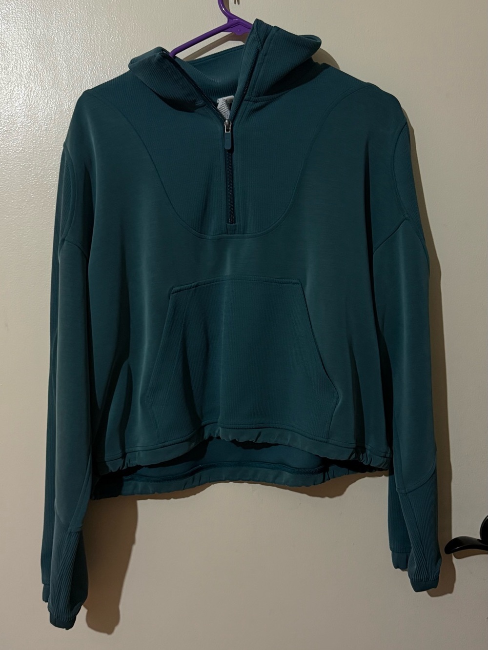 lululemon athletica Teal Cowl Half-Zip Hooded Sweater